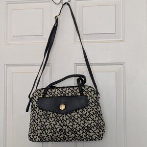 Tommy Hilfiger Women's Cavas Leather Tote Bag Croosbody Blue Signature . New wit